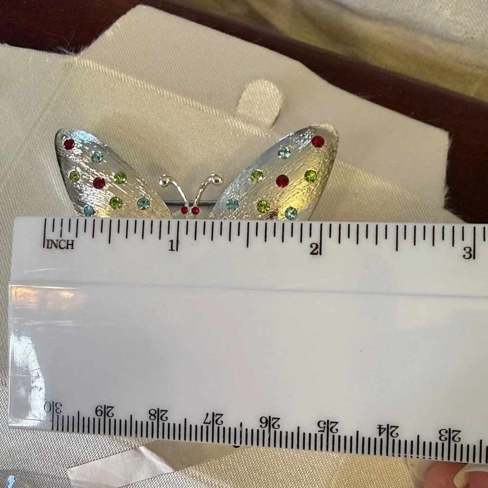 Vintage Butterfly Brooch with Austrian Crystal Accents
